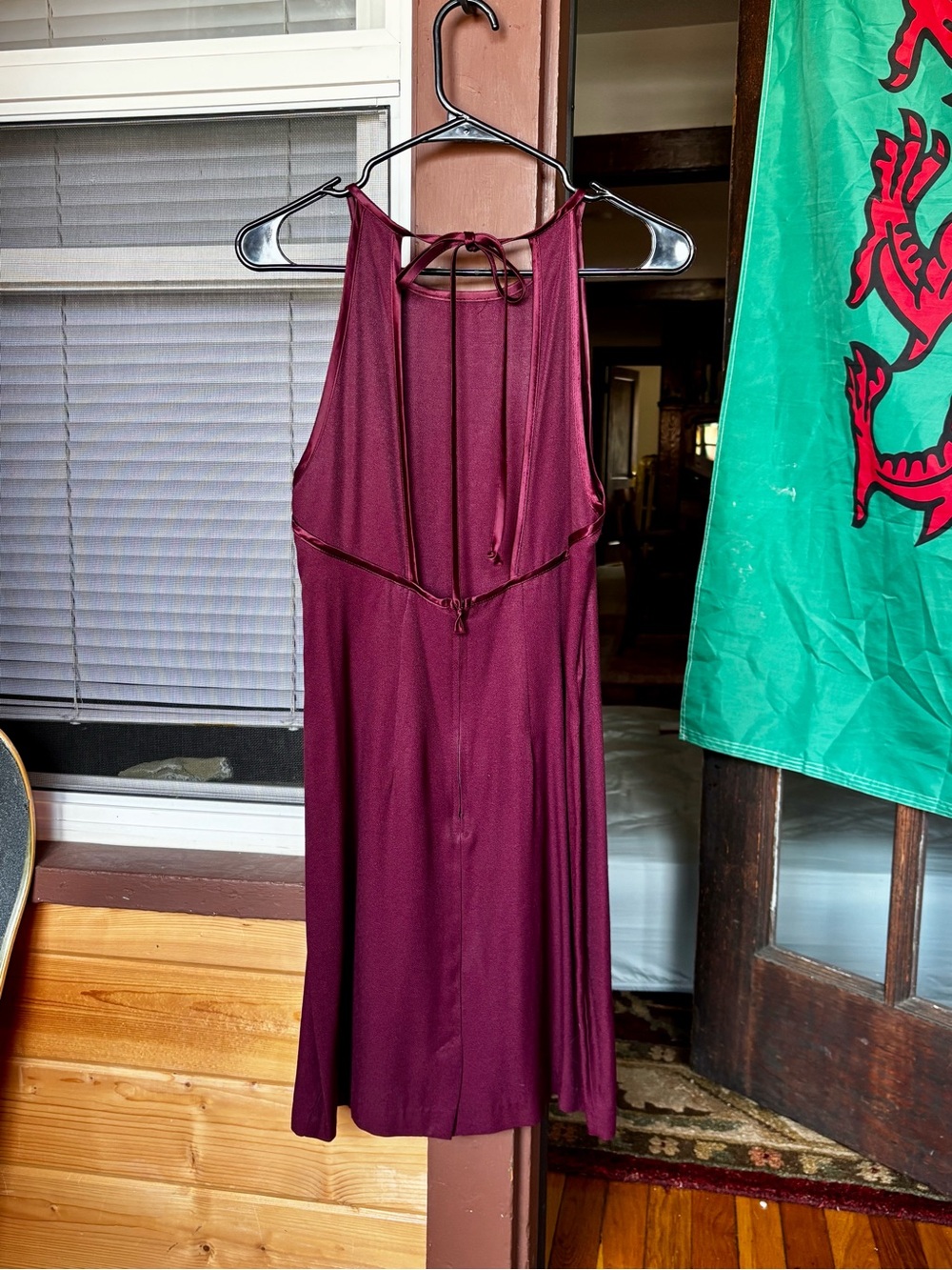 Sleeveless Halter Midi Dress in Deep Wine